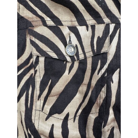 Carole Little Jacket 2X 100% Linen Zebra Animal Mod Wife Night Lux Barbiecore - Picture 6 of 9
